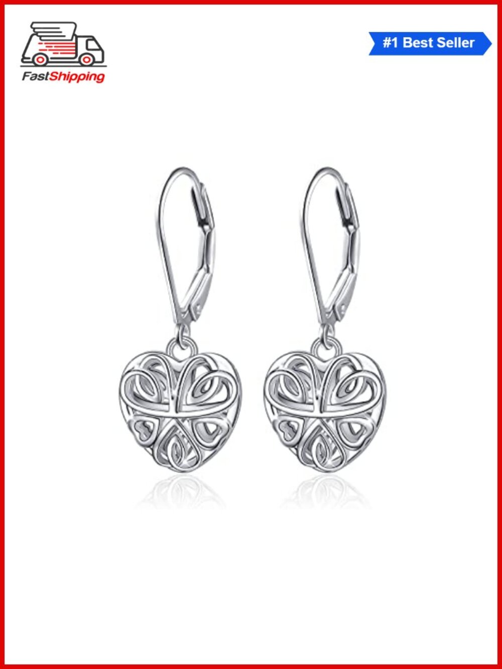 โจ DAOCHONG S925 Sterling Silver Heart Dangle Drop Earrings Women Jewelry Gift